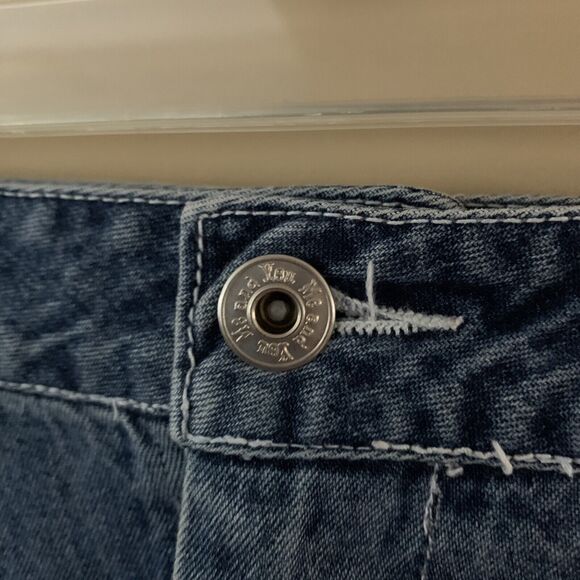 Vintage Me and You Women’s Tiered Blue Denim Midi Skirt Raw Edges Size Large - Picture 3 of 4